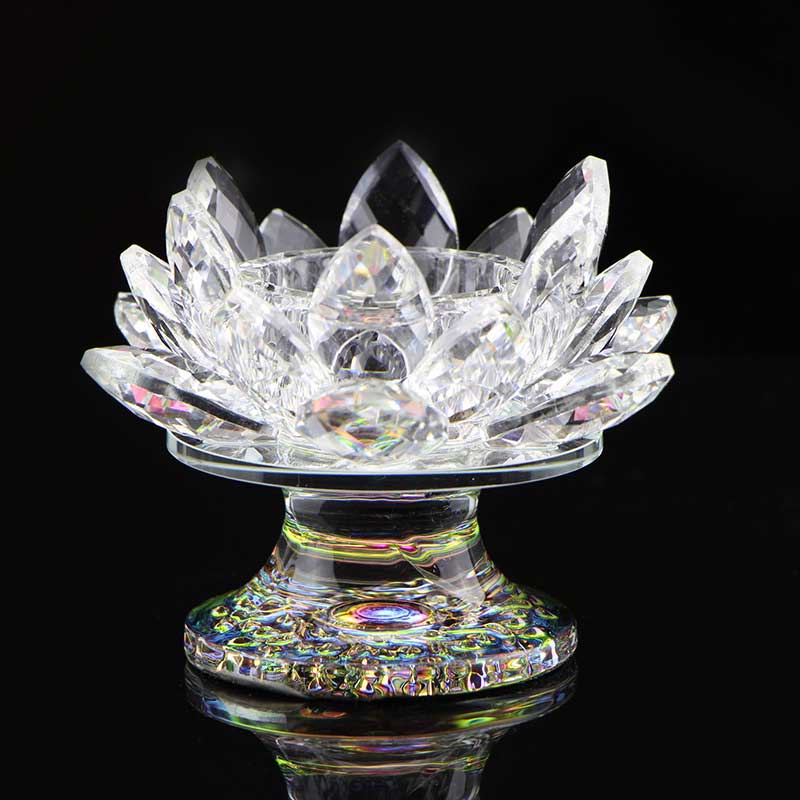 7 farger krystall lotus lysestake telysholdere lotusblomst figurer ornament fest middag dekor: Mørk kaki