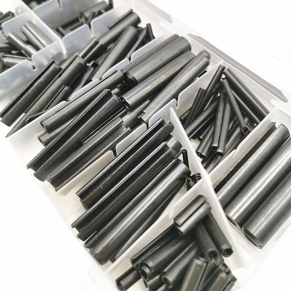 315 Stks/doos 65Mn Black Carbon Stalen Veer Pin Cilindrische Elastische Open Pin Positionering Pin M1.5 M2 M2.5 M3 M4 M5 m5.5 M6 M8 M10