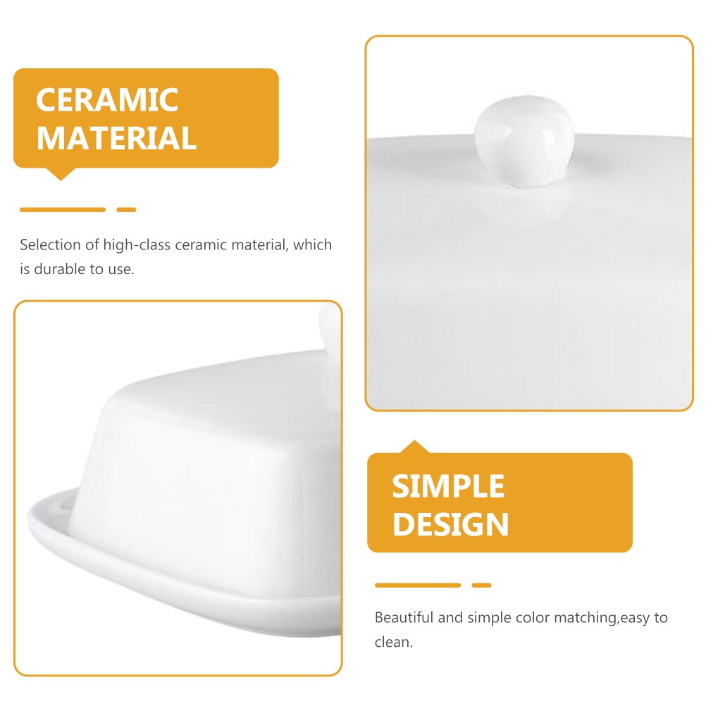 Ceramic Butter Box with Lid Butter Plate with Lid Dessert Tray for Home
