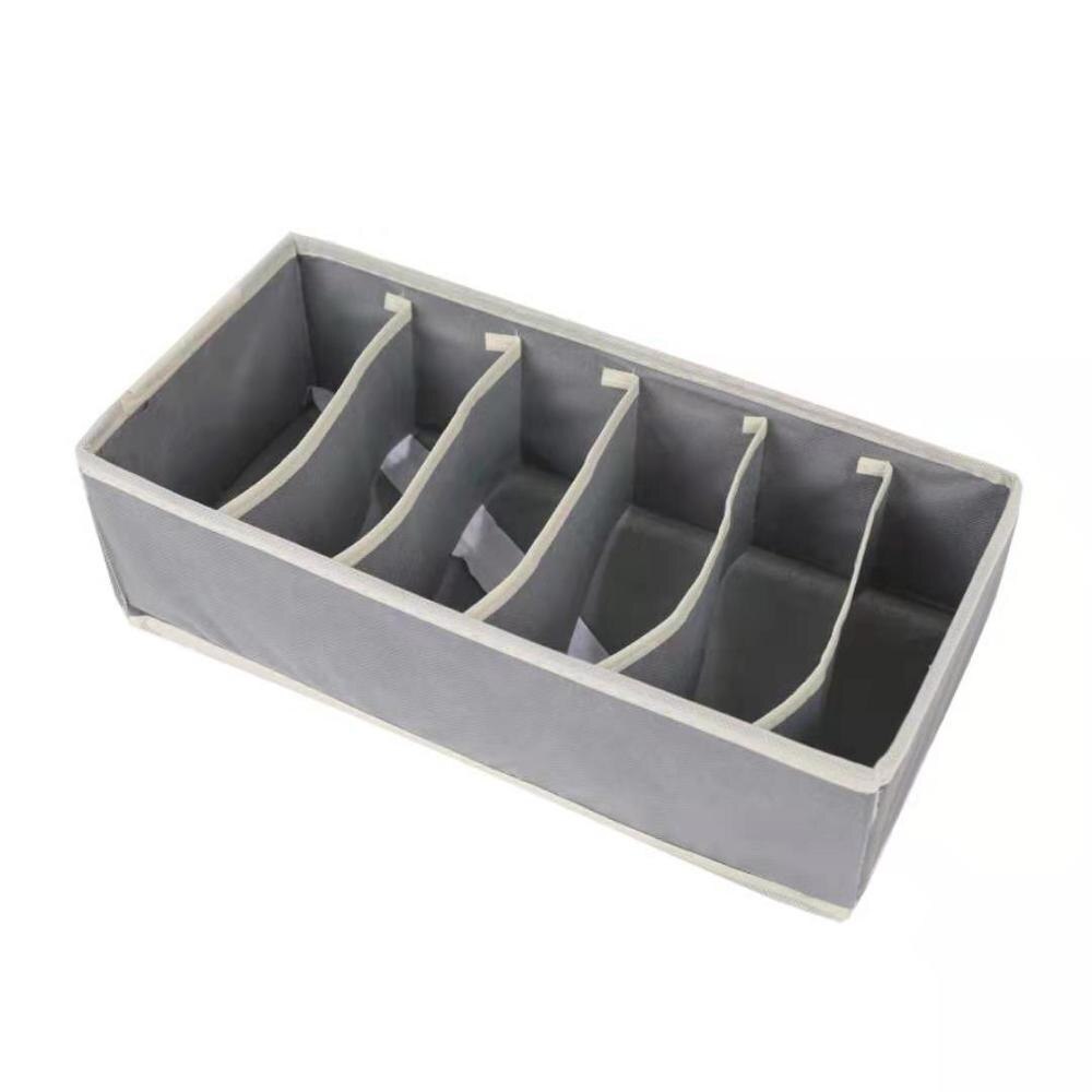 Foldable Fabric Closet Underwear Organizer Storage Box Drawer Divider Room Organization for Underware Bra Ties Belts Socks: Gray 6 Cells