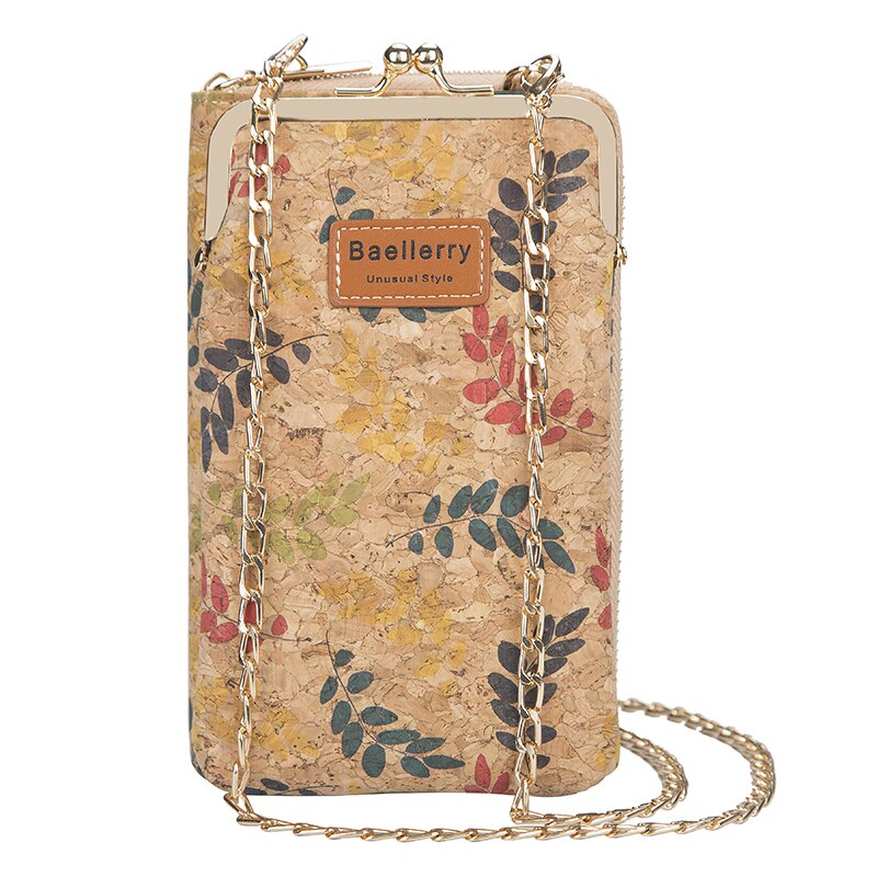 Women&#39;s Wallet Mobile Phone Bag Female Korean Large-capacity Floral Printed Messenger Bag Wood Grain Multi-card Lady: style8