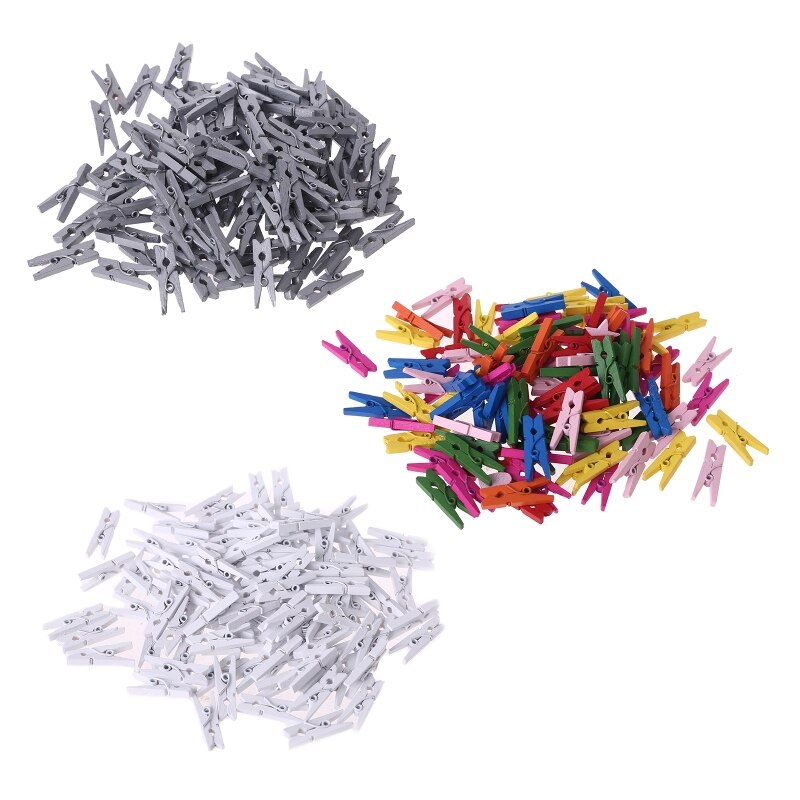 100 stuks klein formaat 25mm mini natuurlijke houten clips voor fotopapier knijpers wasknijpers