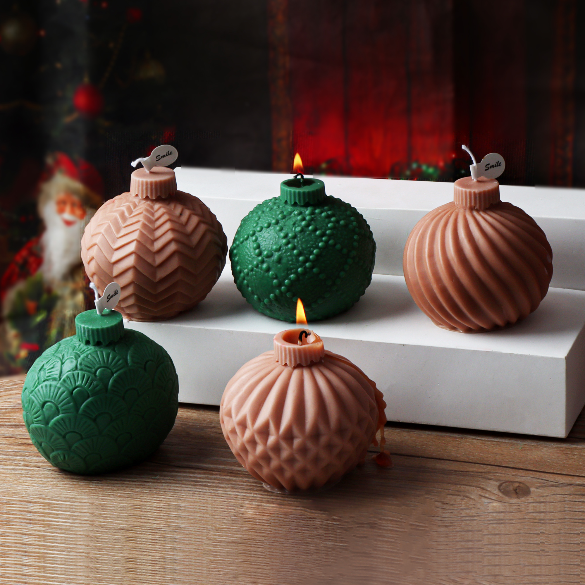 Stampo in silicone per campana di Natale fai-da-te design con sfera di lanterna in rilievo 3D per candele profumate e decorazioni natalizie