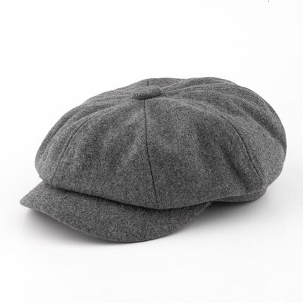 54cm 56cm 57.5cm 59cm 61-62cm barn canvas tidningspojke keps dam målare hatt ull filt basker män stor storlek åttkantig hatt: Ullgrå / 61-62cm