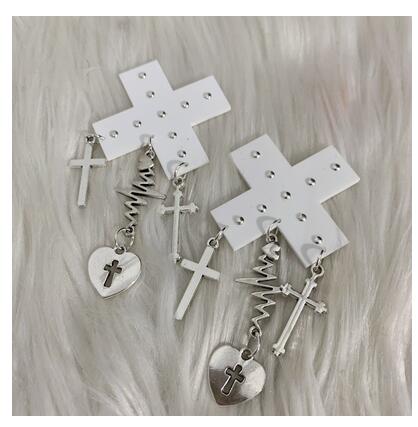 women Multicolor pills angel wings y2k subculture Spice Girl cool edge headwear hairpin ornaments Lolita Harajuku punk hair clip: Red