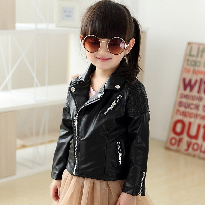 Kinder PU Leder Jacke Jungen Herbst Leder Mantel Mädchen Frühling Jacke Kinder Feste Beiläufige Oberbekleidung 1-7T