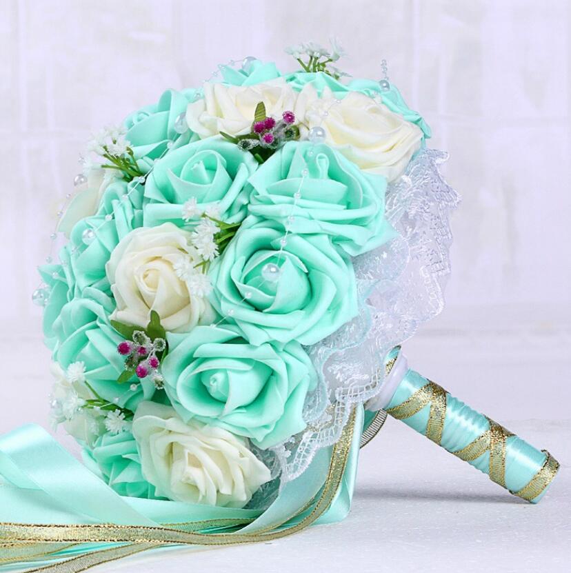 Bourgondië Wedding Boeket Roze/Rood/Wit/Bourgondië Bridal Bruidsmeisje Bloem Kunstmatige Bloem Roos Boeket Bruid AA130