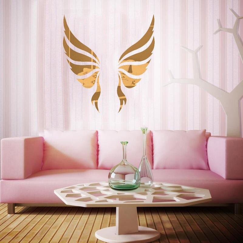 Angel Wings Acrylic Mirror 3D Wall Stickers Angel Wings Wall Sticker Decal DIY Art Home Decoration Stickers For Room 1