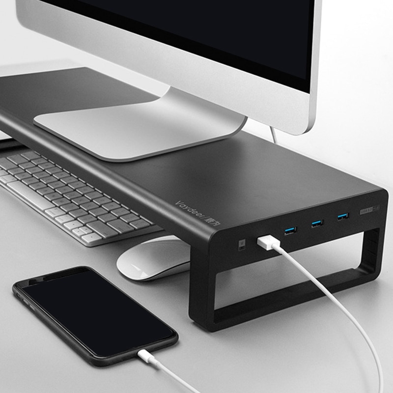 Vaydeer aluminiumslegering ligent datamaskinbase, laptop sn brakett, multifunksjonell laderbrakett med usb 3.0 havn