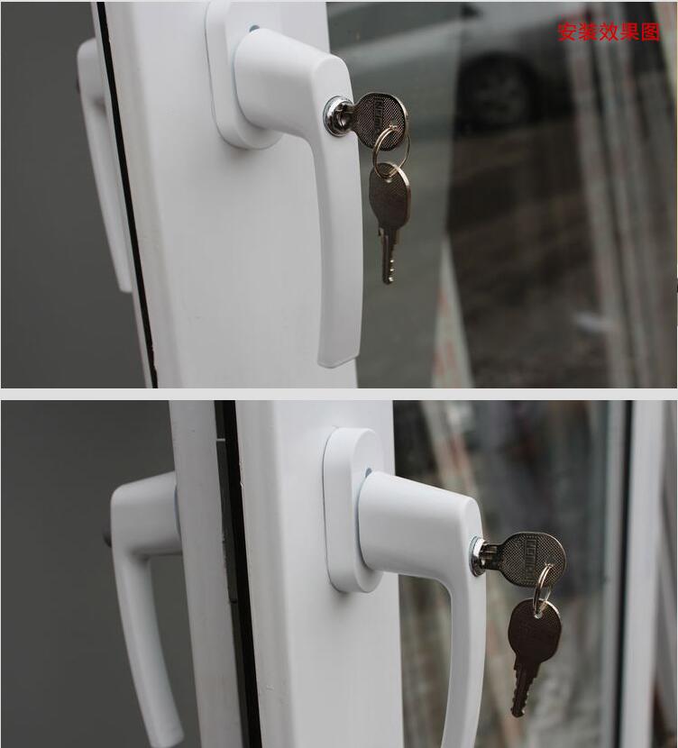 Plastic Steel Door double-sided Handle sliding push door handles 55-65MM with lock insurance