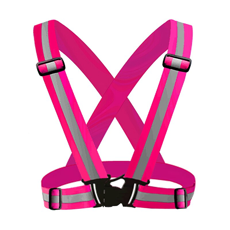 Markieren Reflektierende Gurte Nacht Lauf Reiten Kleidung Weste Einstellbare Sicherheits Weste Elastische Band Für Erwachsene Und freundlicher: Rose rot