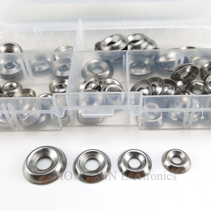 6#/8#/10#/12#304Stainless Steel Countersunk Finishing Cup Washer Assortment 110pcs/set kit