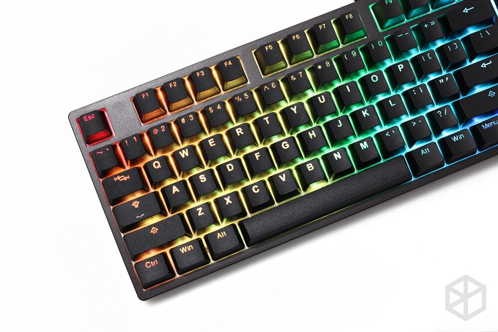 Taihao pbt double tir keycaps pour bricolage jeu mécanique clavier rétroéclairé casquettes oem profil lumière à travers le noir
