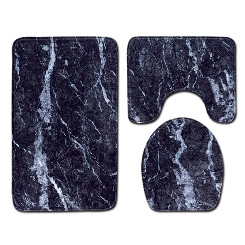 3Pcs Badkamer Tapijt Badmat Set Marmer Gedrukt Floor Mat Flanel Wc Tapijten Antislip Keuken Badkamer Tapijt wc Mat Tapete: Style 5 / S  45x75cm