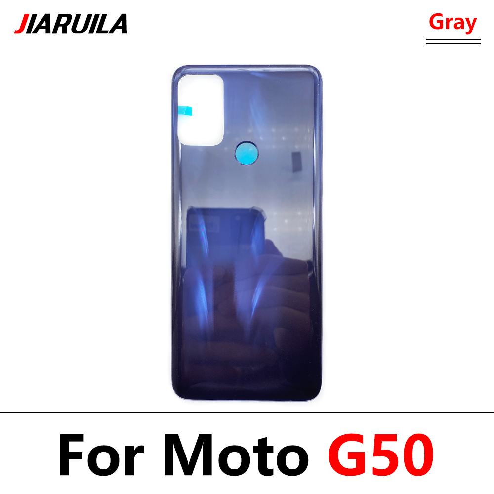 Back Battery Cover Rear Cover Glass Housing Case For Motorola Moto E6 Plus E6S G 5G E7 Power G20 G50 G60 With Glue Adhesive: G50 Gray