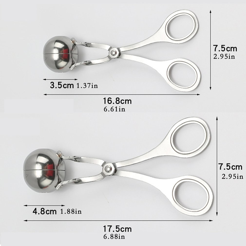 Stainless Steel Meat Ballers Maker Tongs Cake Maker Melon Baller Cookie Cake Rice Ball Tongs for Fruits Meatball Kitchen Tools