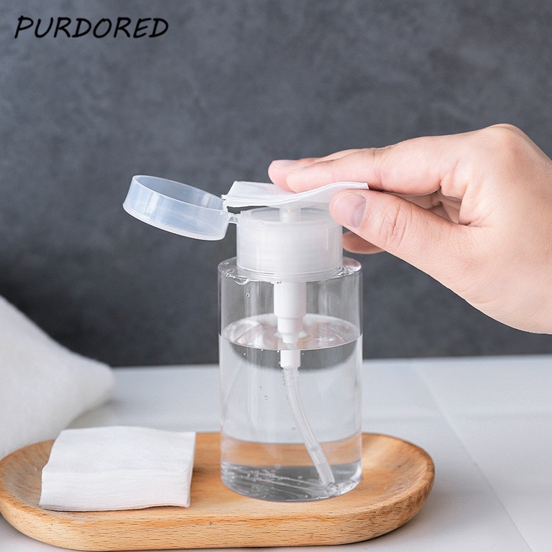 PURDORED 1 Pc 100/150/200 Ml Empty Press BottleTravel Push Bottle Dispenser Clear Makeup Remover Bottles Water Liquid Bottle