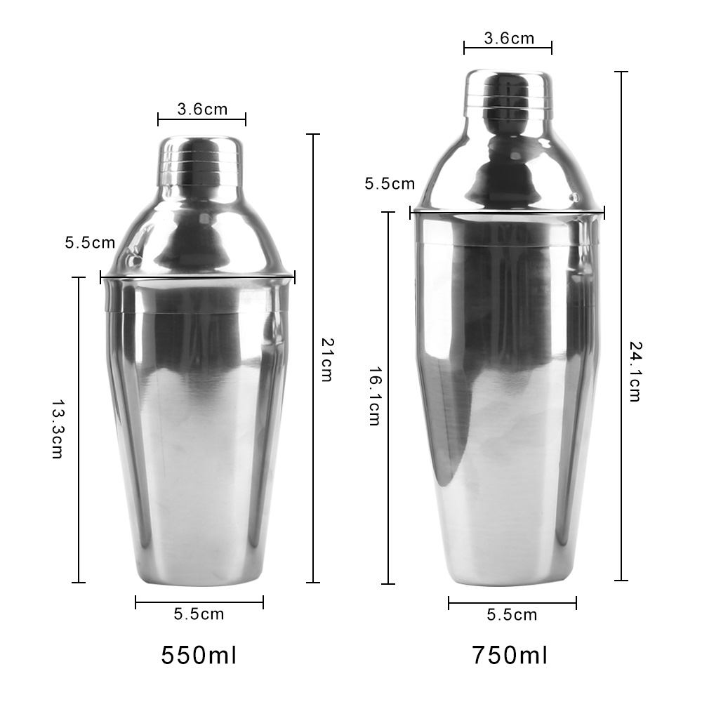 Boston Martini Cocktail Wine Mixer Stainless Steel Cocktail Shaker Party Bar Tools 250/350/550/750ml
