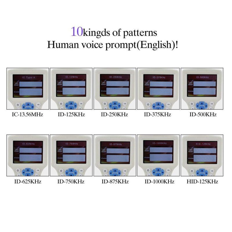 10 Frequency RFID NFC Smart Card Reader Duplicator 125KHz Key fob Reader Writer 13.56MHz Encrypted Programmer USB UID Copier