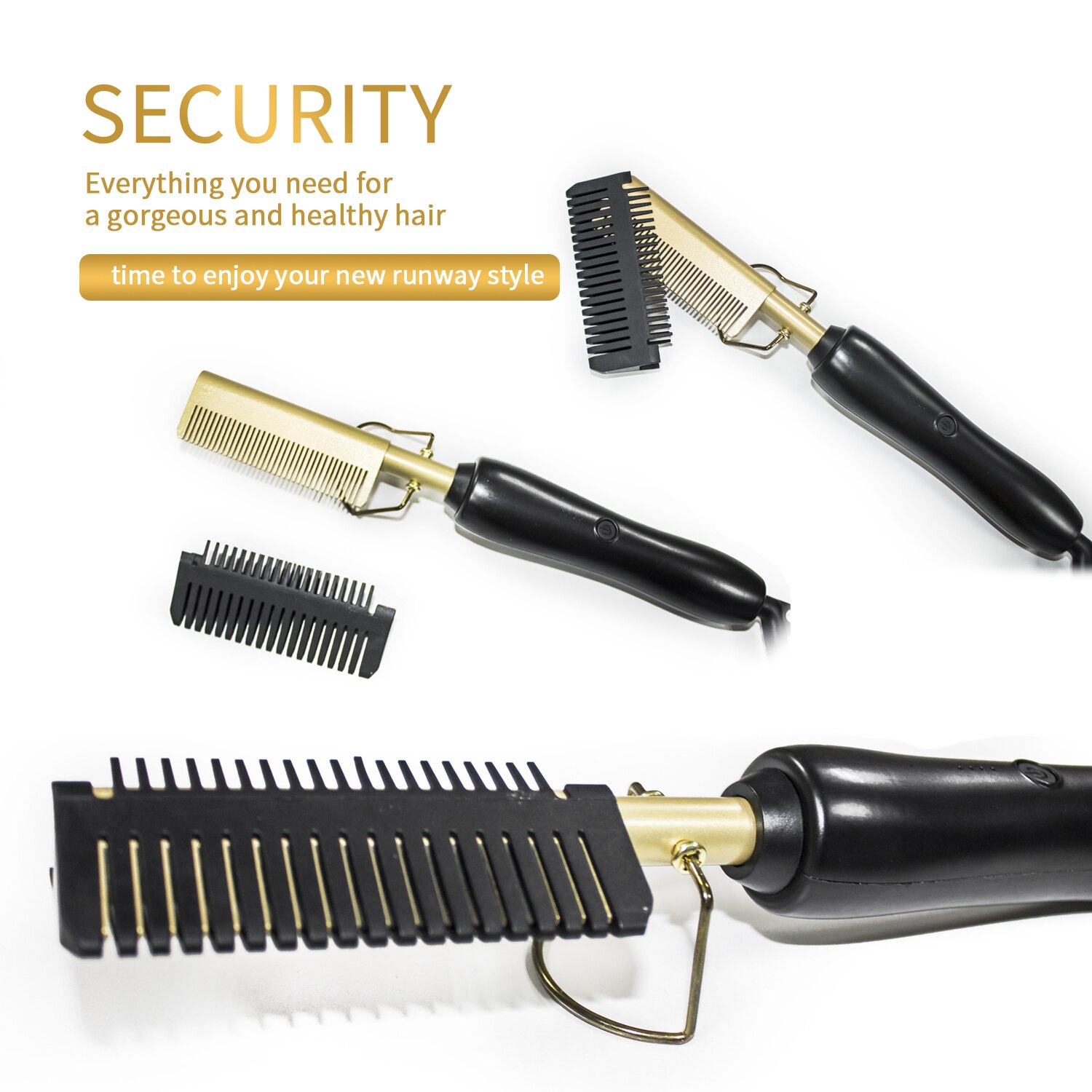 UKLISS Hair Straightener Brush Straightening Brush Heating Comb Curling Iron Hair Curler Comb Hair Straight Roll Styler