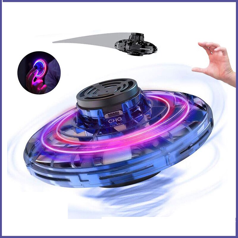 Kinderspeelgoed Mini Ufo Vliegende Vliegtuigen Speelgoed Vingertop Gyroscoop Vinger Spinning Schorsing Zwart Technologie Drone Speelgoed Voor Kid