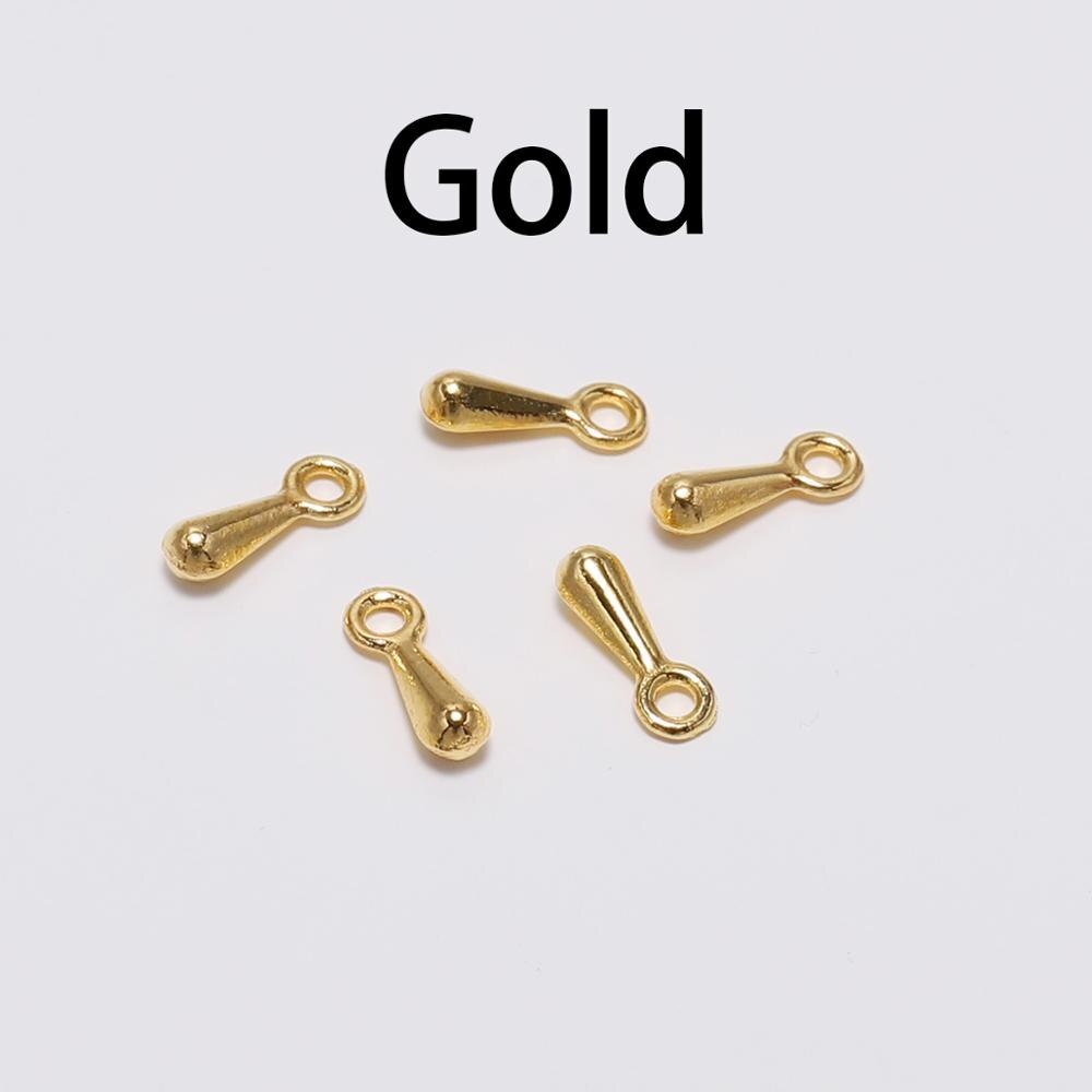 200 sztuk/partia złota kropla wody wisiorek koniec koraliki 2*7 3*9mm dla ogon Extender Chain DIY tworzenia biżuterii ustalenia akcesoria: Gold / 2 x 7mm