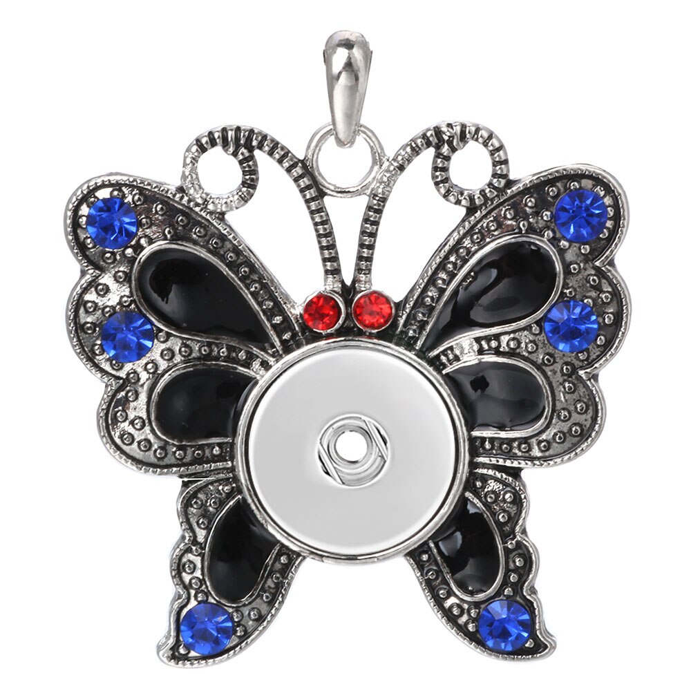 Colorful Butterfly Snap Button Pendant Jewelry Fit 18mm Metal Snap Buttons Jewelry Snap Pendant Necklace ZG146: 4