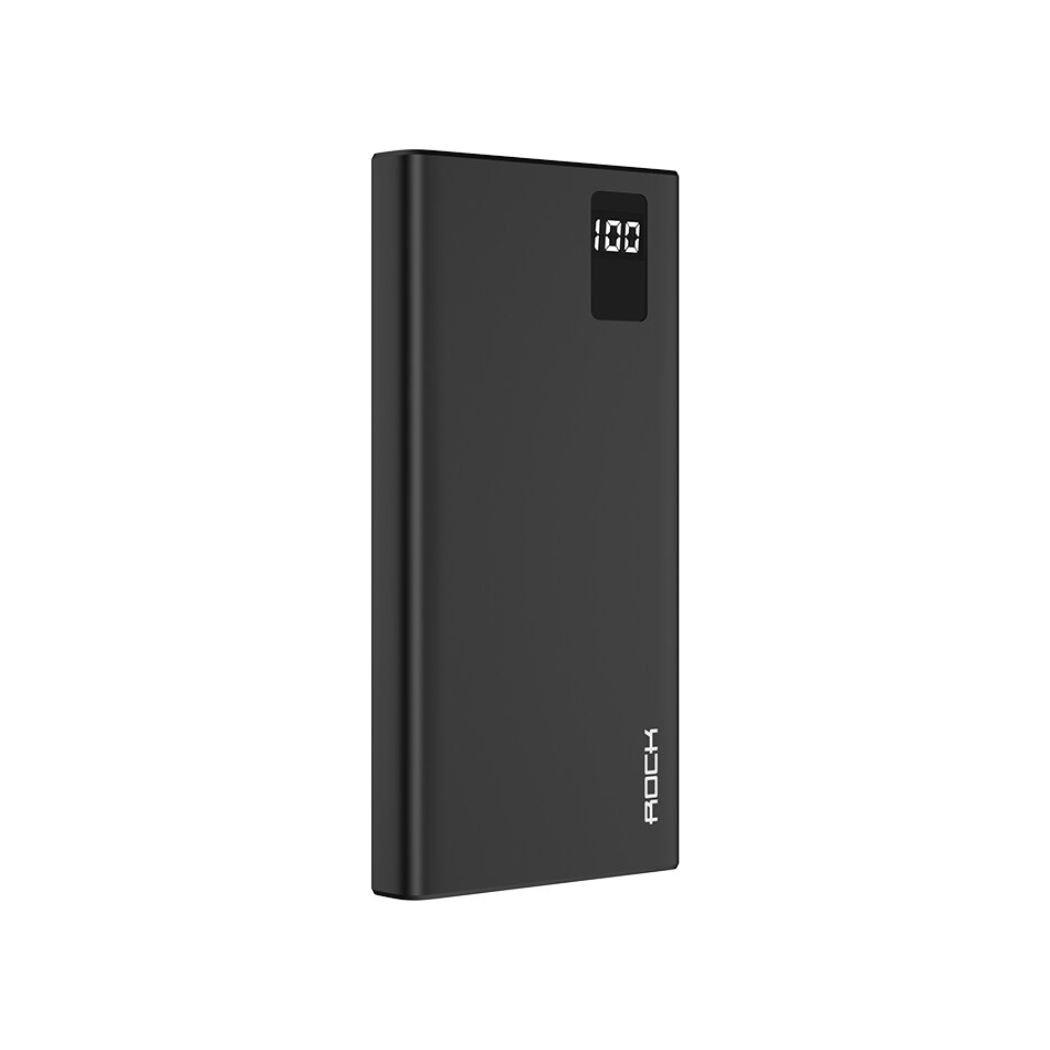 ROCK Power Bank 10000mAh Portable Fast Charging PowerBank 10000 Dual USB Mini External Battery Charger For Xiaomi Mi PoverBank: Black