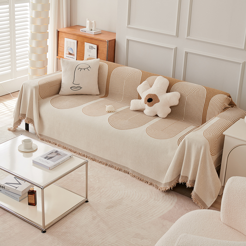Nordic Kwastje Gooi Deken Vier Seizoen Sofa Cover Stof Anti-kat Krasbescherming Cover Sofa Deken Tapijt Reiskleed Kwasten: Queen