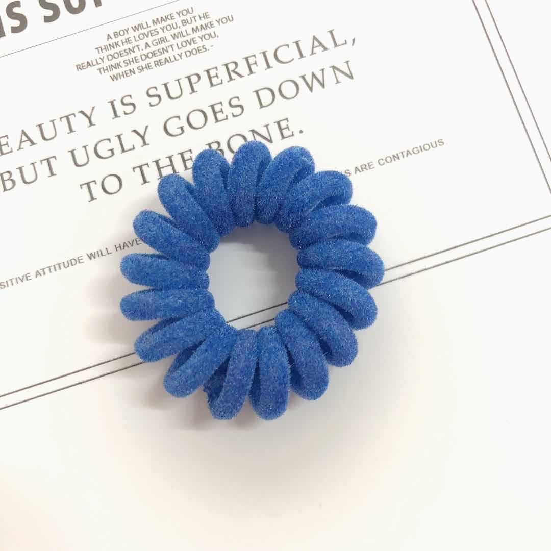 1Pc Elastische Haarbanden Fluwelen Spiraal Vorm Paardenstaart Houders Haar Banden Gum Rubber Band Haar Touw Telefoon Draad Haar accessoires: 1pc Navy Blue