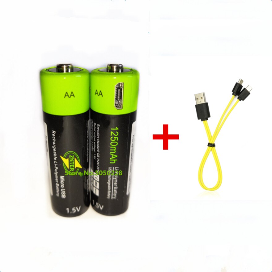 Znter 1.5V Aa Oplaadbare Batterij 1700 Mah Usb Oplaadbare Lithium-polymeer Batterij Snel Opladen Via Micro Usb kabel: C