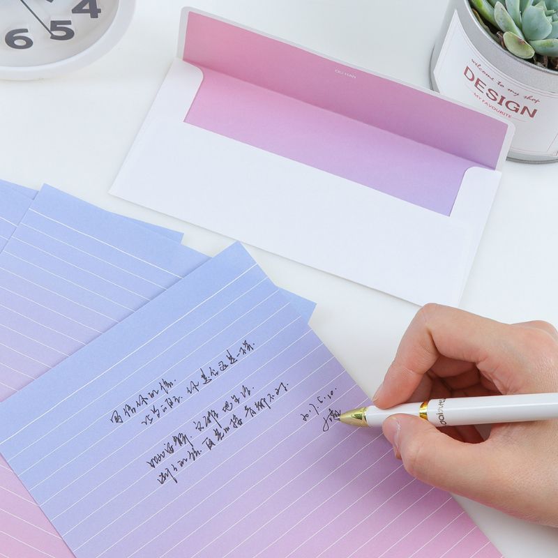 belle enveloppe en-tête petit frais dégradé couleur étudiants écriture fournitures