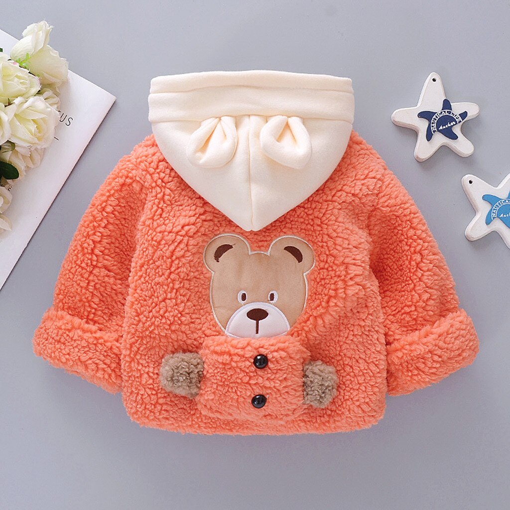 Cute Baby Ear Coat Autumn Winter Fleece Children's Sweaterr Boys And Girls Hoodie Jacket Baby Girl Winter Coat Color Matching