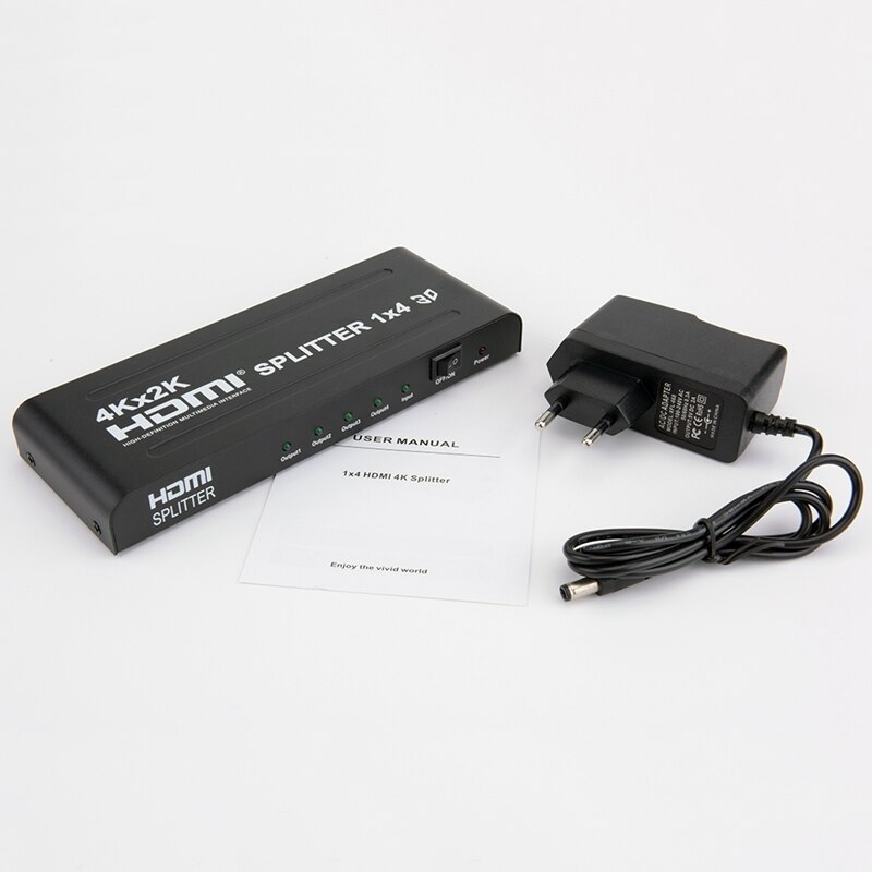 HDMI Splitter 1X 4 4K x 2K Large Video HD On-Screen Splitter HDMI 1X 4 Switcher for Desktop Computers, Laptops, HD Cameras, HD T