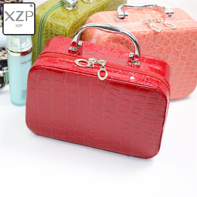 XZP neceseres para mujer, bolsos de viaje de piel sintética, organizador, bolsa de maquillaje, bolsas de lavado, neceser: Rojo