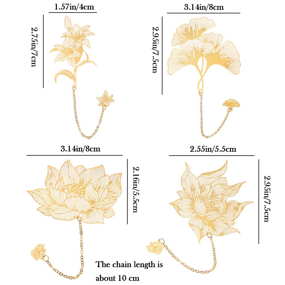 Retro Chinese Style Hollow Gold Metal Bookmark Maple Leaf Vein Fringed Pendant Apricot Leaf Bookmark Stationery