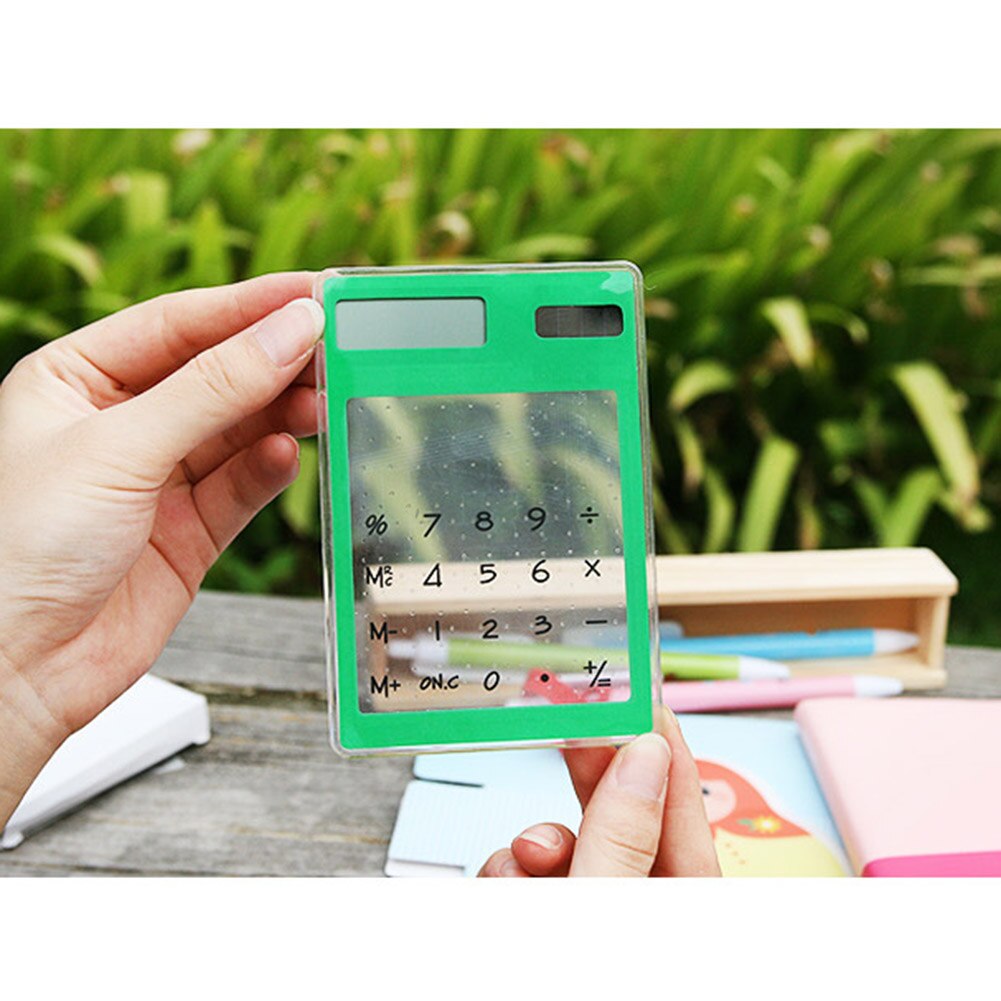 Solar Ultra Slim Touchscreen LCD 8 Digit Electronic Transparent Calculator Home Office Use AS99