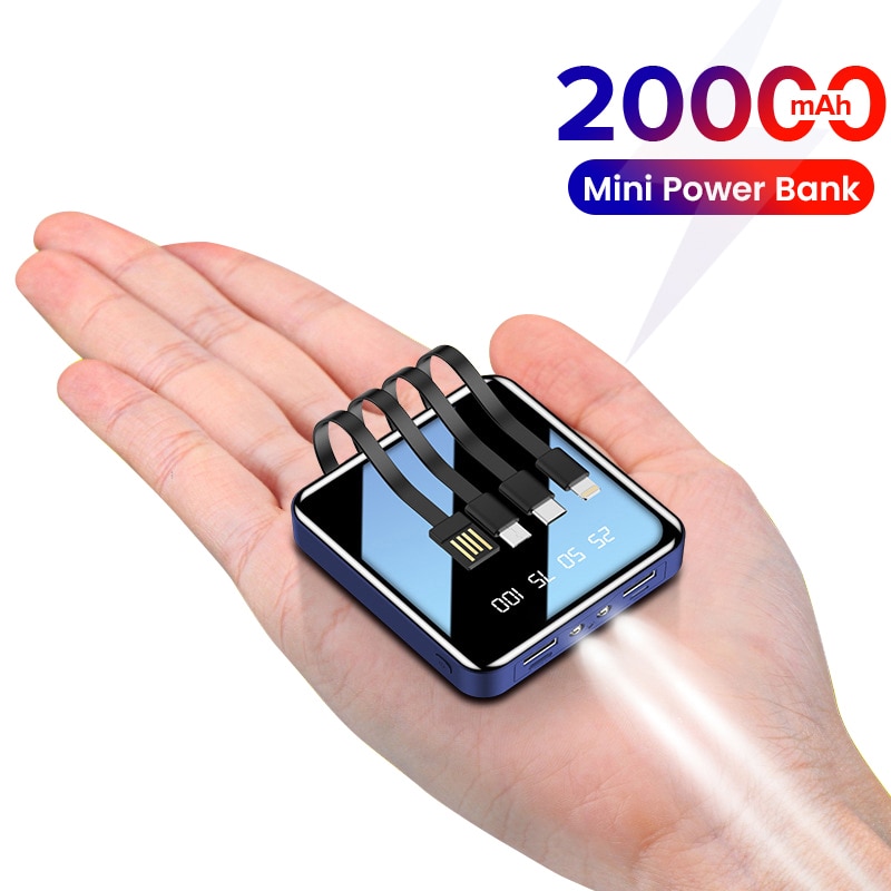 4 In 1 20000Mah Mini Power Bank Voor Iphone 12 Draagbare Oplader Led 10000Mah Poverbank Voor Xiaomi 10 externe Batterij Poverbank