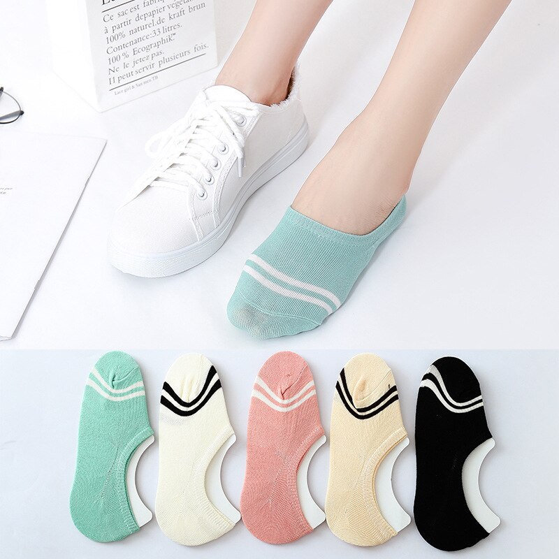 5 Paren/partij Lente Zomer Korea Sokken Vrouwen Cartoon Kat Vos Leuke Animal Print Grappige Onzichtbare Boot Katoenen Sokken: W