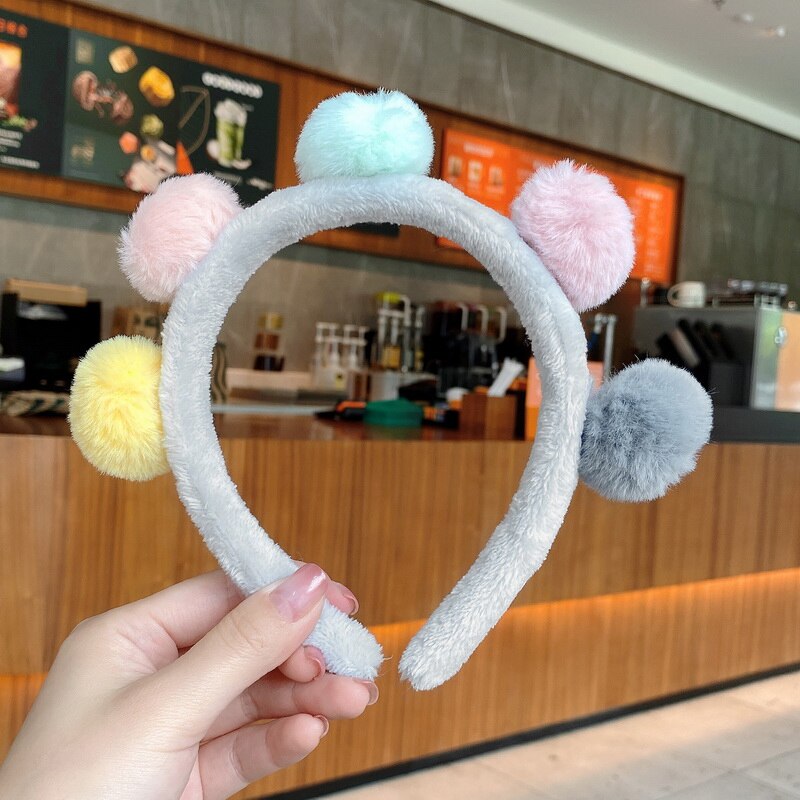 Autumn Winter 1Pc Velvet Soft Warm Headband Hair Band Headwear for Women Girl Mix Styling Hair Accessories: light gray