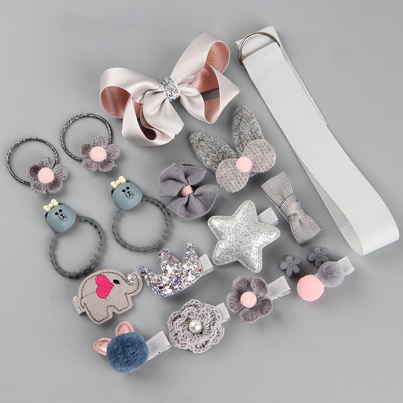 18pc Headwear Set Toys For Girls Children Accessories Ribbon Bow Hair Clip Hairpins Girl Princess Hairdress Beauty & Toy