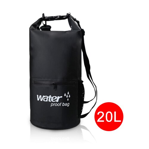 10L 20L Outdoor River trekking bag Double shoulder strap Swimming Waterproof Bags Ultralight Dry Organizers Drifting Kayaking: 20L Black