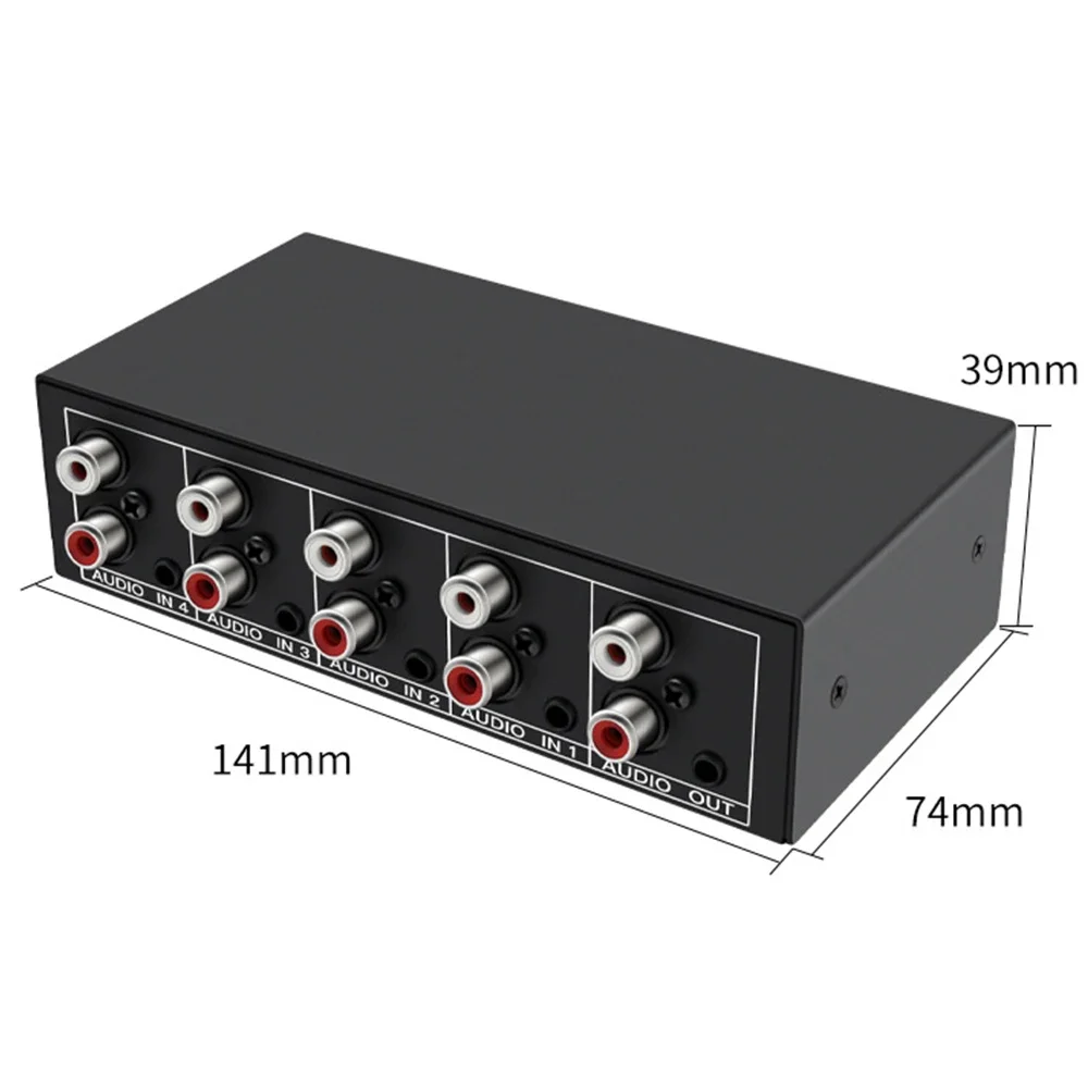 Audio Splitter 1 In 4 Out RCA L/R Aux Stereo Audio Splitter 1X4 Audio Distributor For PC DVD Speaker Splitter