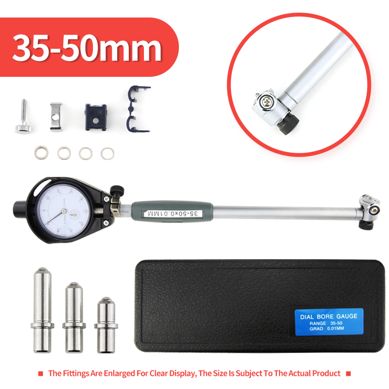 50-160Mm Boring Dial Bore Gauge Dial Indicator Binnendiameter Gauge Meten Staaf Sonde Accessoires Micrometer Meten: 35-50mm Black Dial