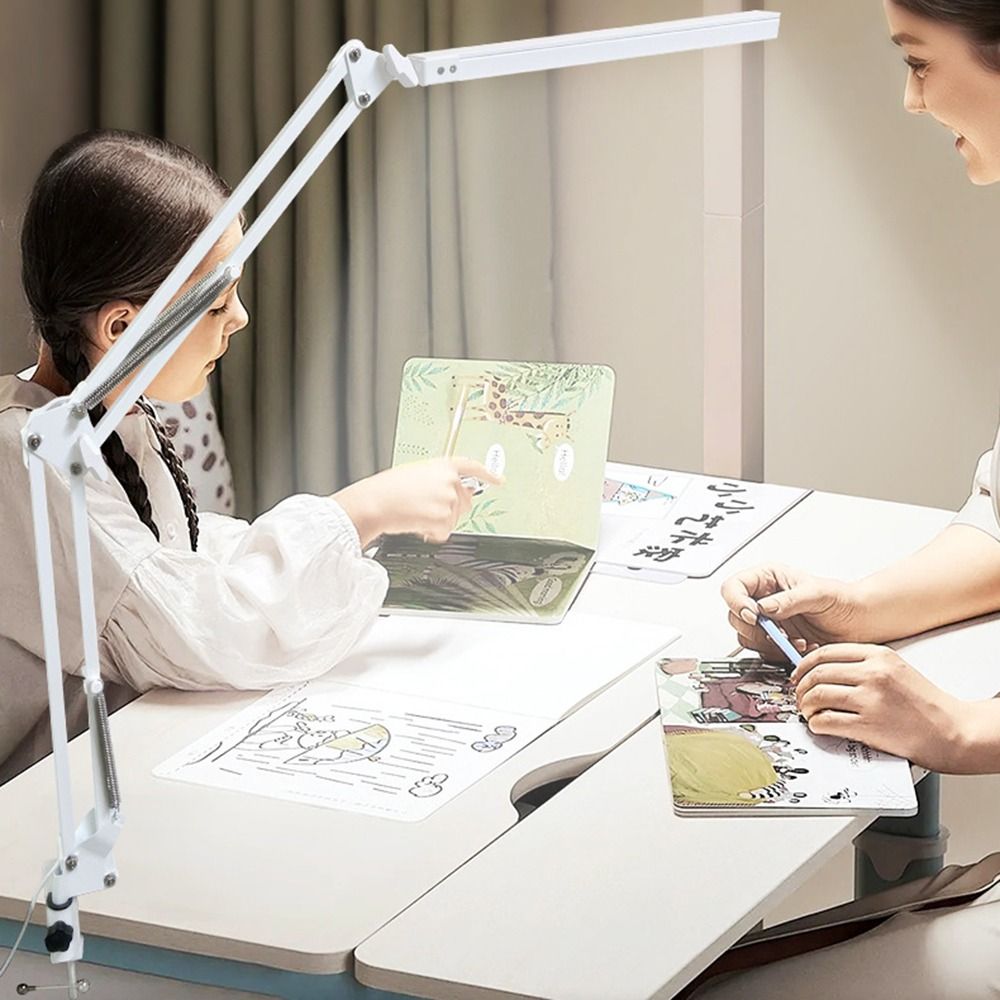 LED-schreibtischlampe mit 3 beleuchtungsmodi, dimmbar, augenschonend, klappbar, flexibler und verstellbarer klemme, schwenkarm