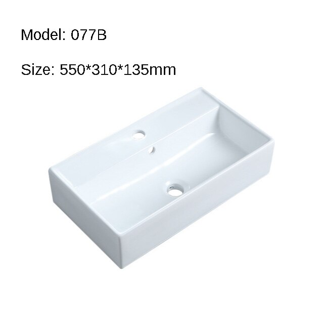K-STAR Simple Pure White Countertop Sinks Ceramic Hanging Basin Integrated Basin Bathroom Wash Hand Basins: 077B