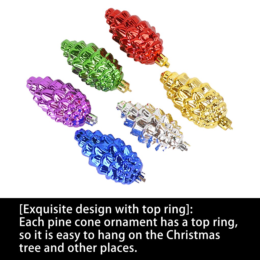 6pcs Christmas Pine Cone Decor Home Office Christmas Tree Ornament Wedding Party Decoration
