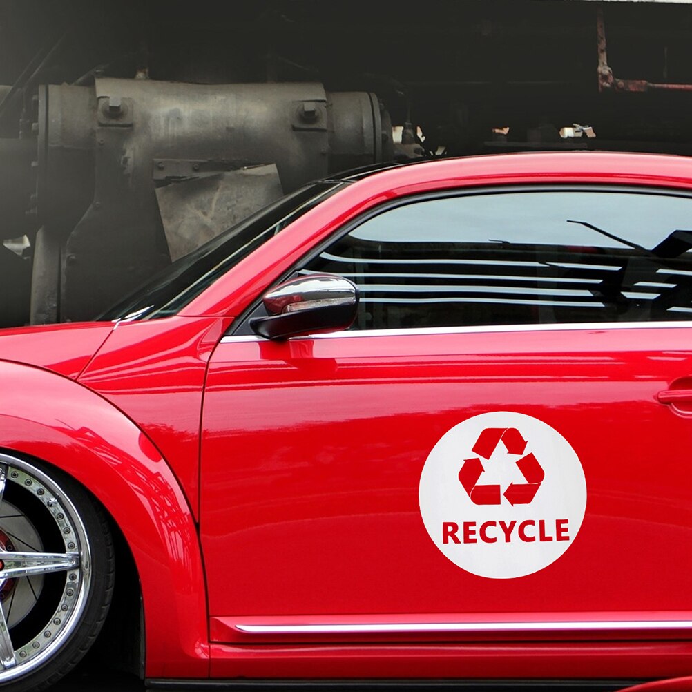 4 STUKS PVC Vuilnisbak Prullenbak Recycle Symbool Stickers Waterdicht Window Car Truck Recycle Mark Stickers