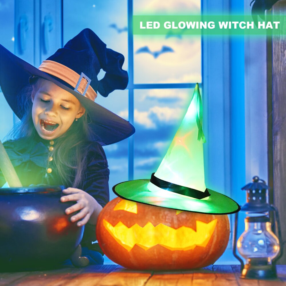 Halloween LED chapeau lumineux fête décoratif brillant sorcière chapeau enfants