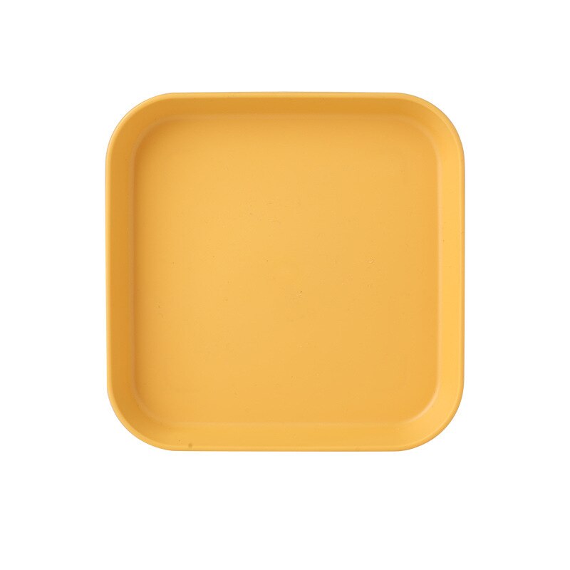 Modern Plastic Plates Cake Tray Round Shape Square Bread Pan Toast Bread Dessert Container Side Dish Non-Stick Baking Tools: yellow square